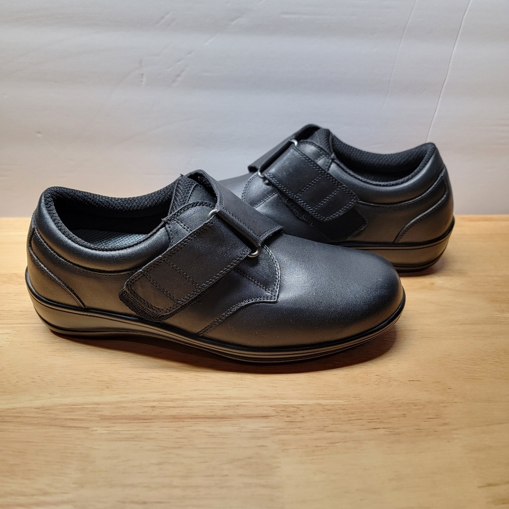 Orthofeet 810 Arcadia Orthotic Walking Shoes Womens Size 10D Wide Black Leather